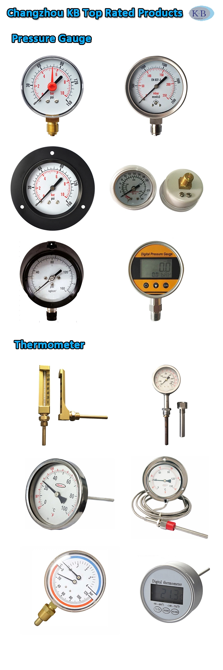 Stainless Steel Liquid Filled Brass Movement OEM Logo Pressure Gauge Manometer