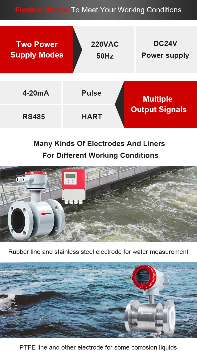 Low Cost Electromagnetic Flowmeter, China Supplier 4-20mA Output Digital Magnetic Water Flow Meter Price