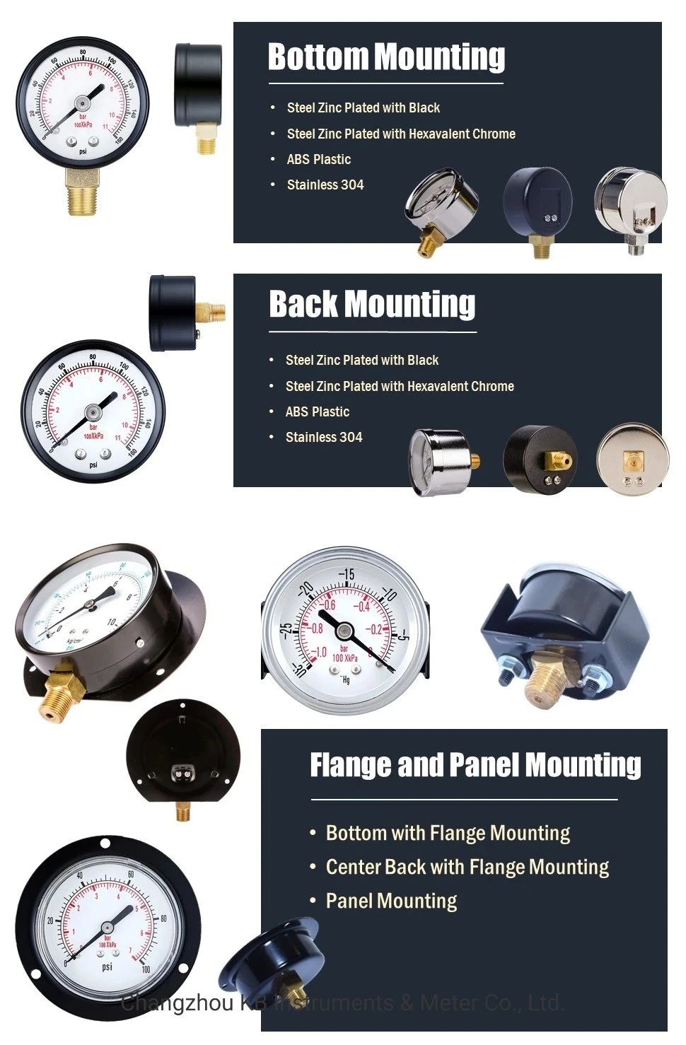 All Stainless Steel Pressure Gauge by Kpa MPa Bar with Oil Filled Diaphragm Seal 316L OEM